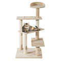 100cm tall cat tree tower beige plush fabric sisal rope
