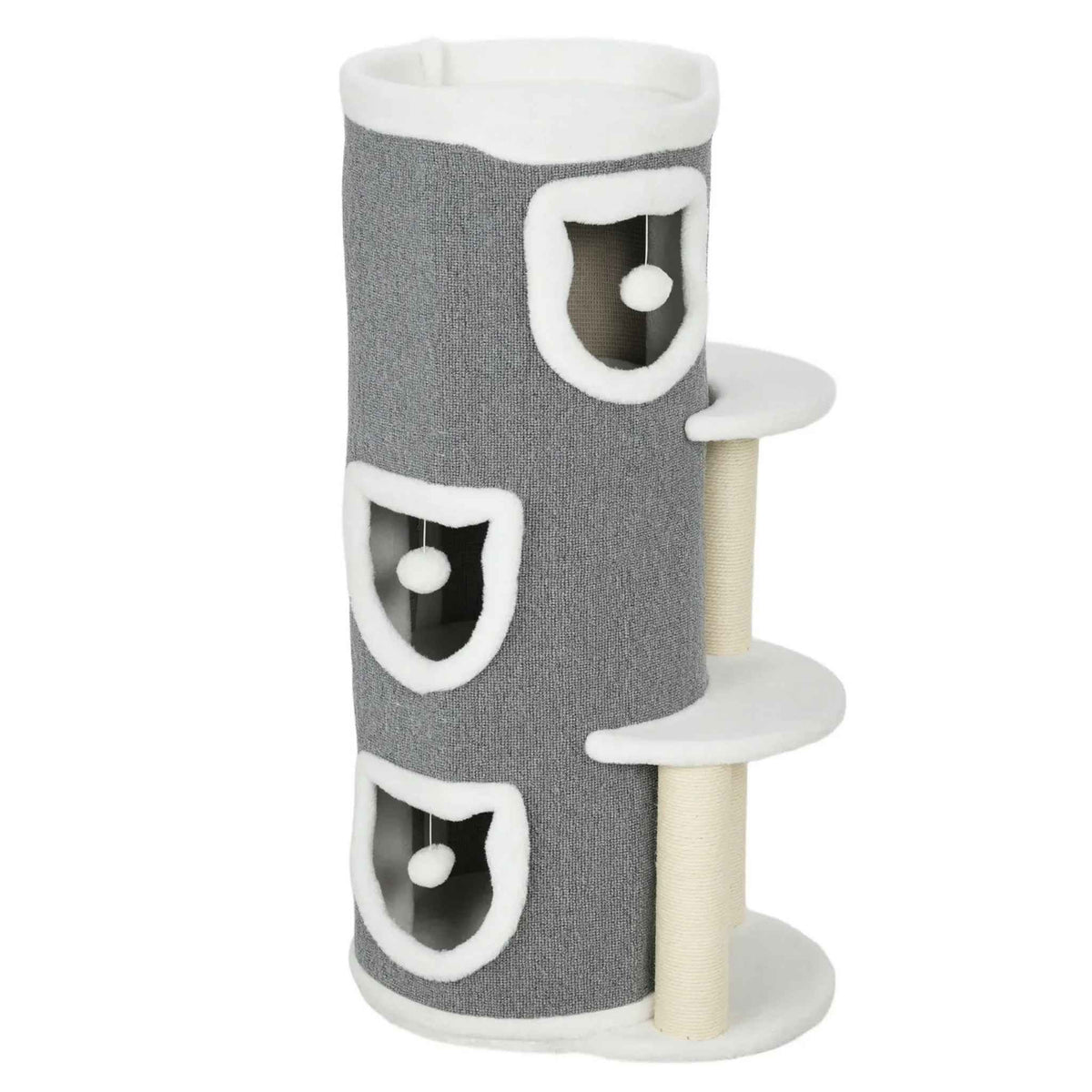 101cm tall grey cat scratching barrel