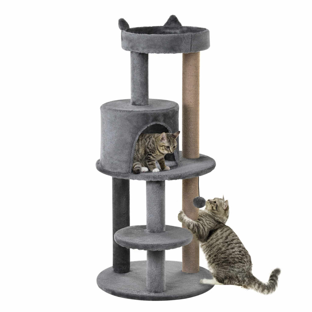 104cm tall grey cat tree with sisal rope