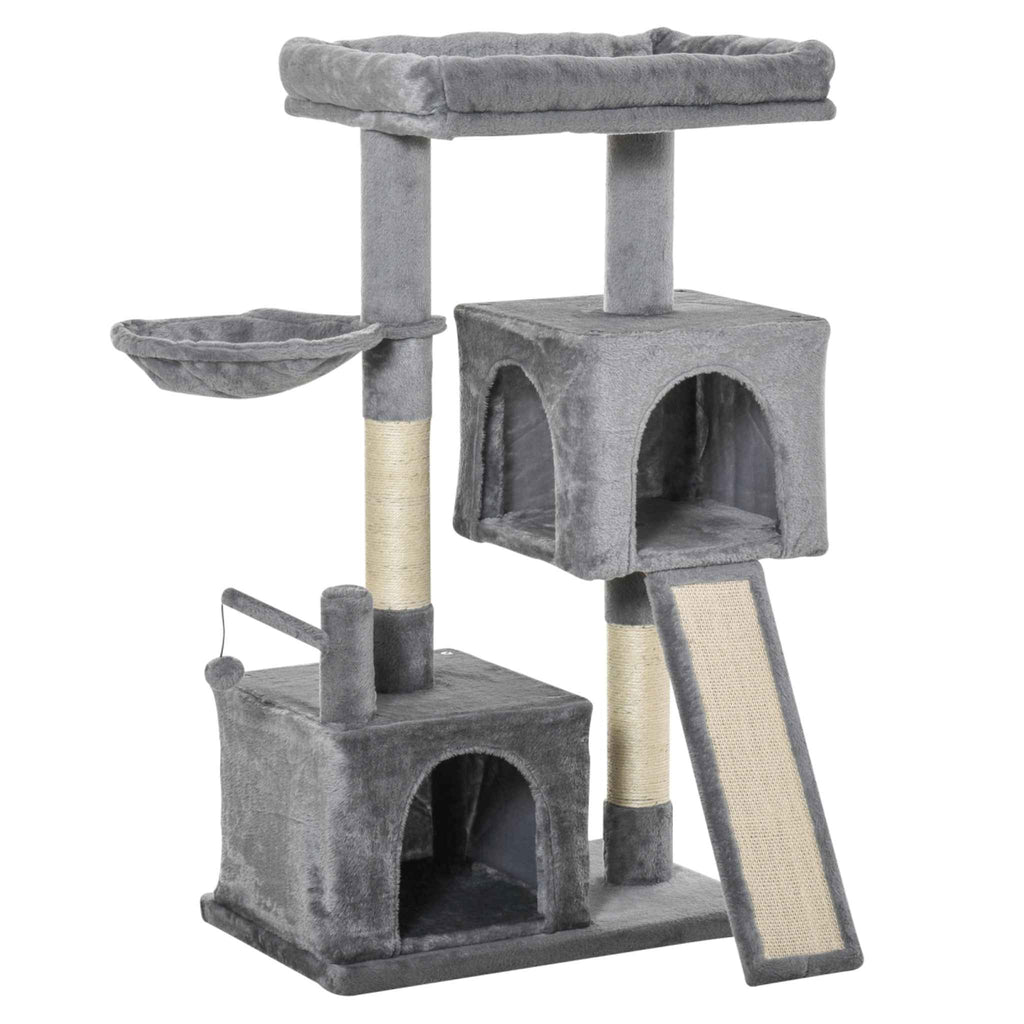 111cm tall grey cat tree with two houses