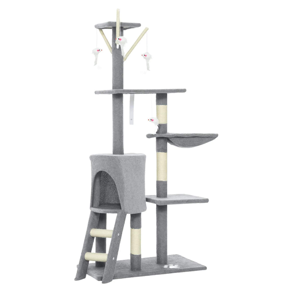 134cm tall grey fabric cat tree