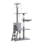 134cm tall grey fabric cat tree