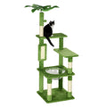 142cm tall green fabric cat tree with hammock