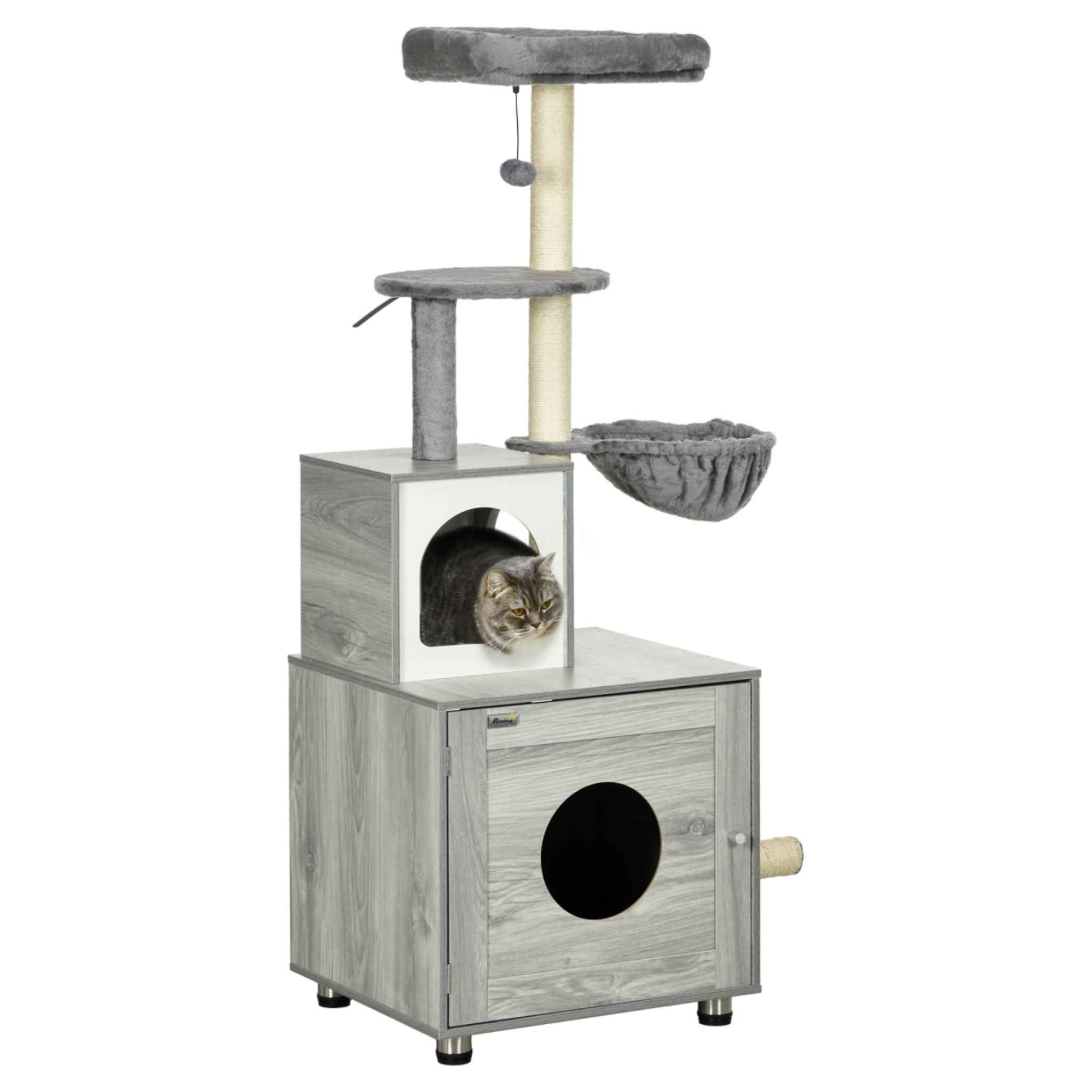 144cm tall cat tree with litter ox enclosure