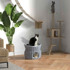 2 cats resting on multi-level cat bed