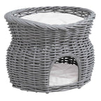 2 tier grey wicker cat bed