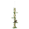 242cm tall floor to ceiling cat tree with grass & leaves
