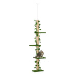 242cm tall floor to ceiling cat tree with grass & leaves