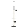 270cm tall black fabric floor to ceiling cat tree