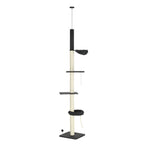 270cm tall black fabric floor to ceiling cat tree