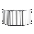 3 panel black metal freestanding pet gate