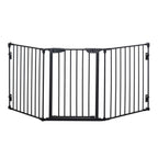 3 panel black metal freestanding pet gate