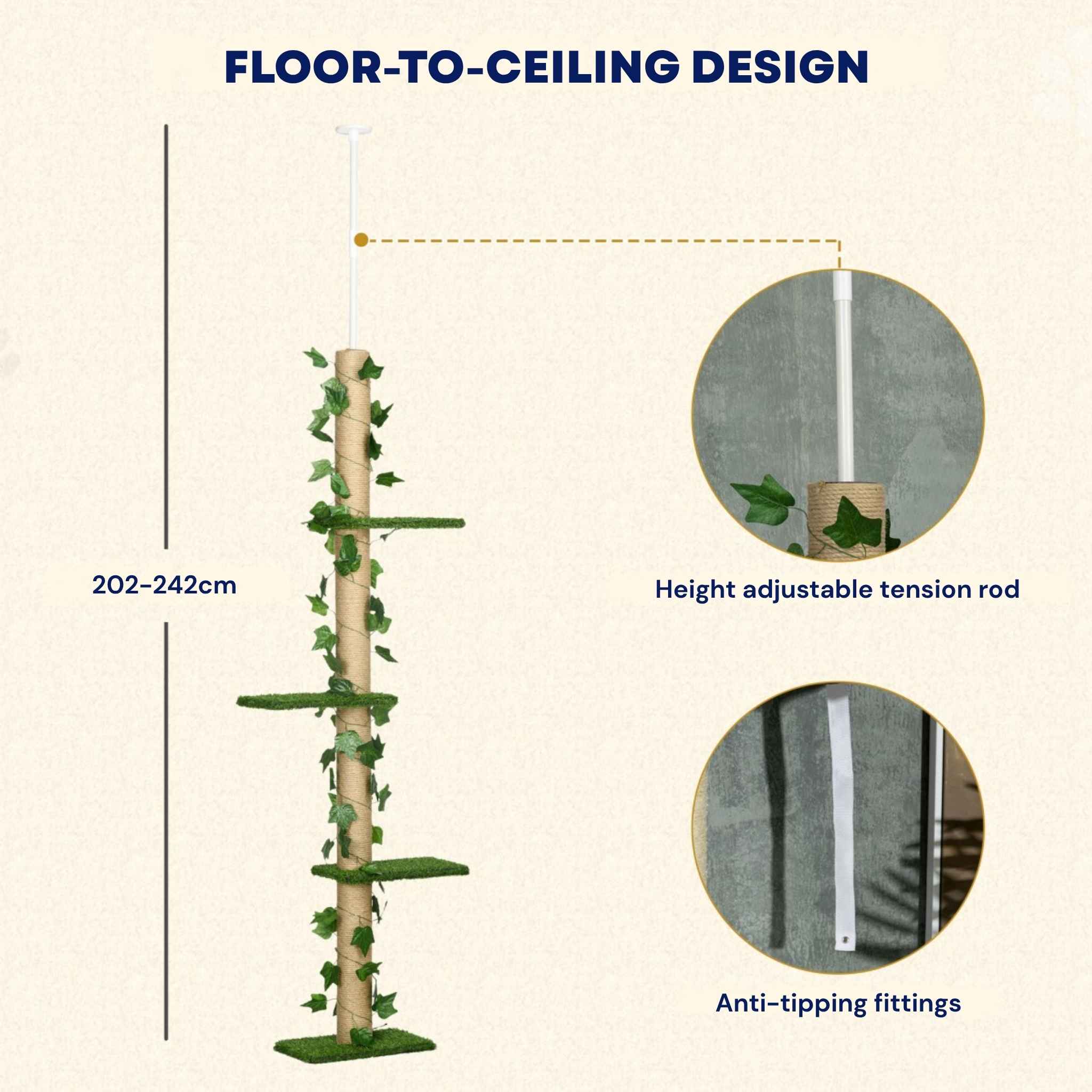40cm floor to ceiling adjustable rod