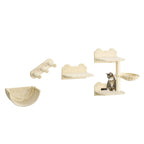 4pcs beige wall mounted cat tree