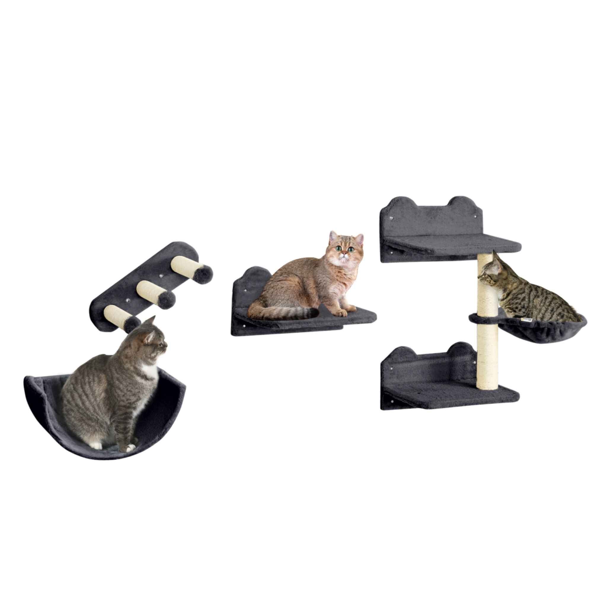 4pcs grey wall mounted cat scratcher
