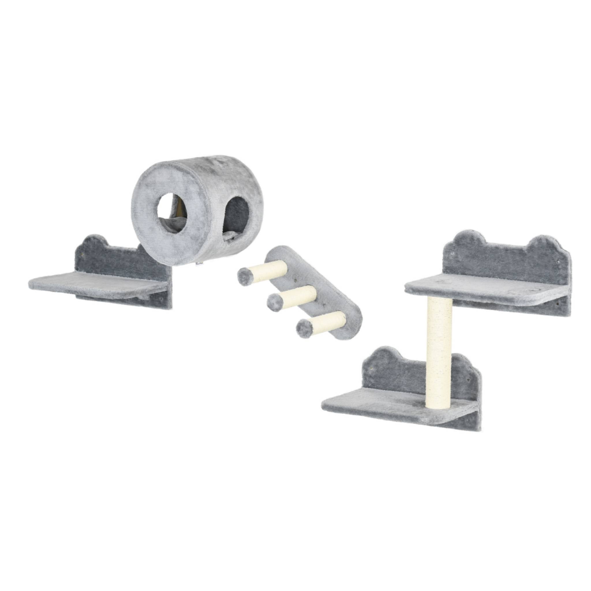 4pcs grey wall mounted cat tree