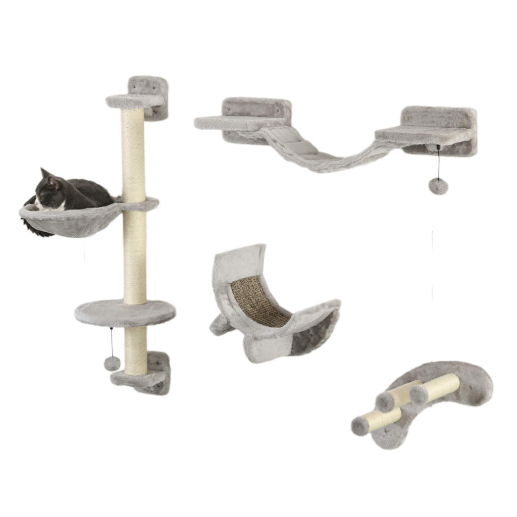 4pcs wall mounted cat tree with hammock and ladder