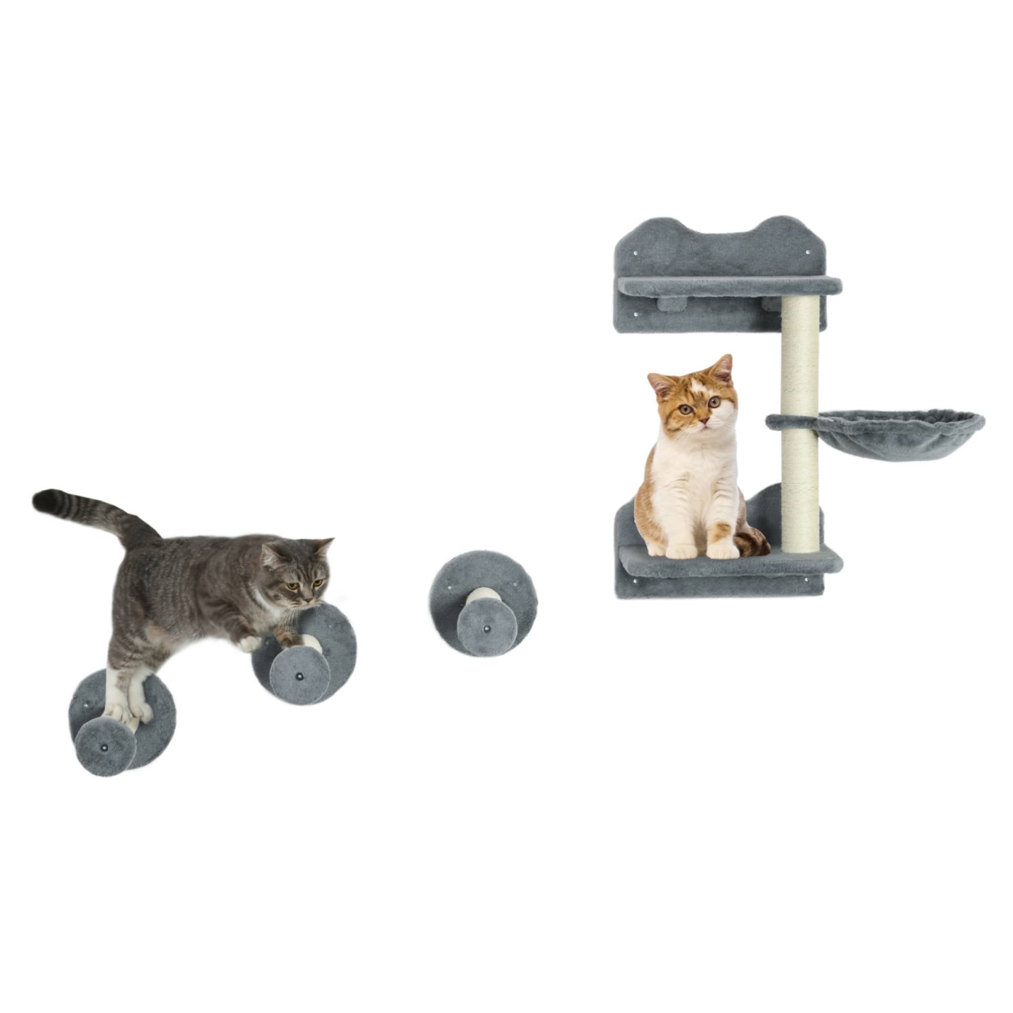 4pcs wall mounted grey cat scratcher
