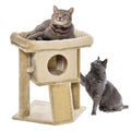 57cm tall beige cat tree with jute rope scratching surface