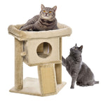 57cm tall beige cat tree with jute rope scratching surface