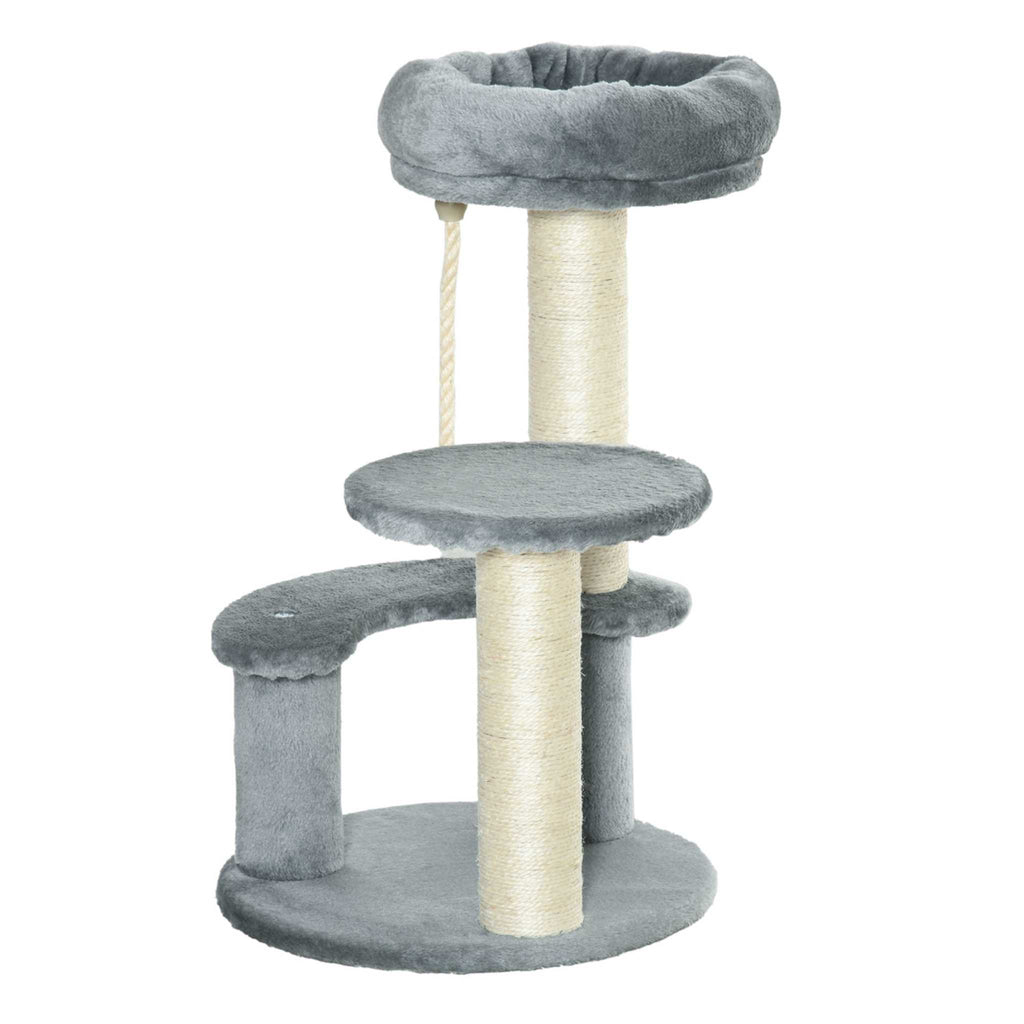65cm tall grey cat tree with sisal rope