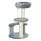 65cm tall grey cat tree with sisal rope