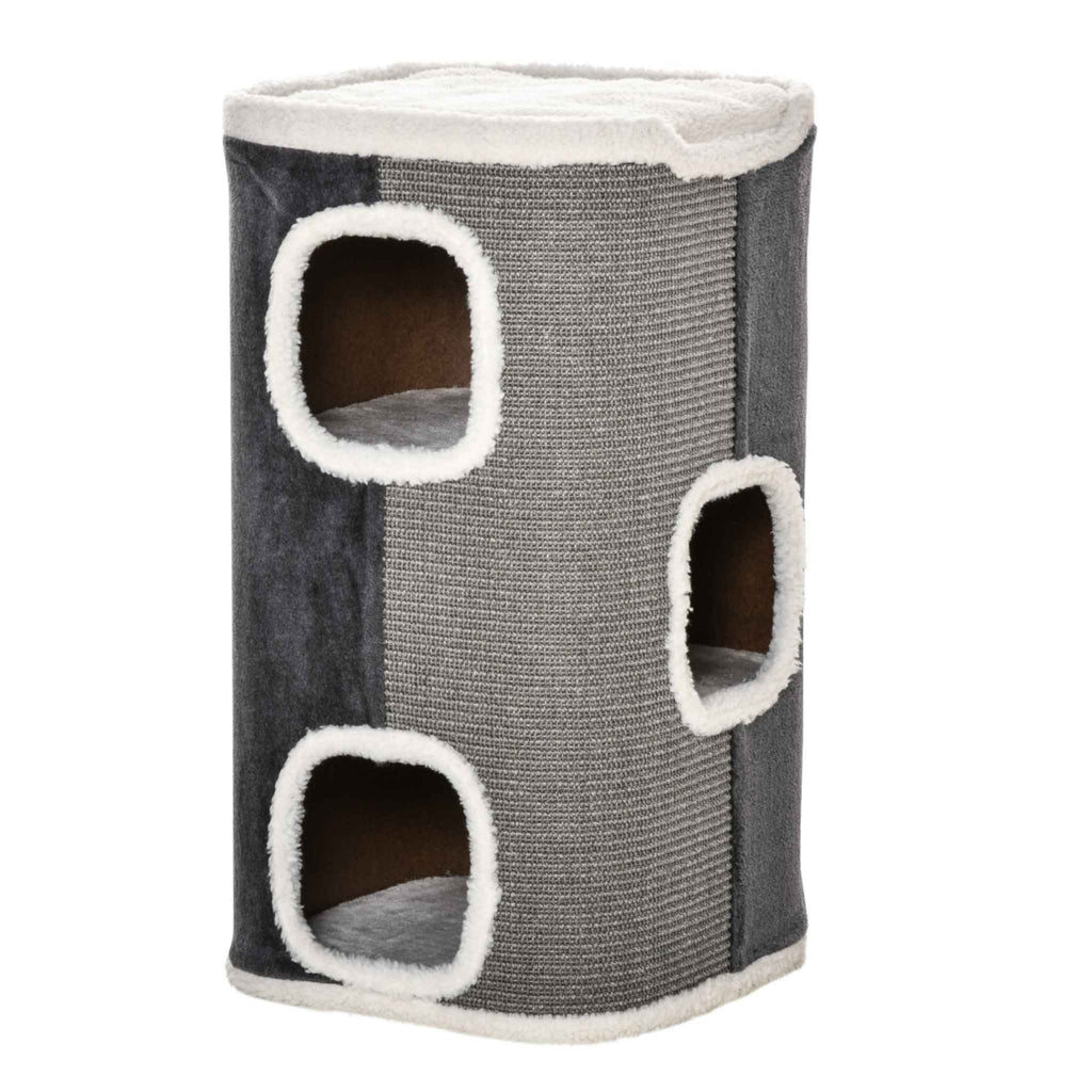 72cm tall dark grey cat scratching barrel