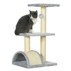 72cm tall light grey cat tree with dangling toy