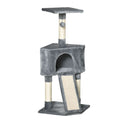 98cm tall cat scratching post with bed grey plush fabric sisal rope