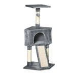 98cm tall cat scratching post with bed grey plush fabric sisal rope