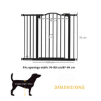 Adjustable pet gate black 74-94cm x 78cm dimensions