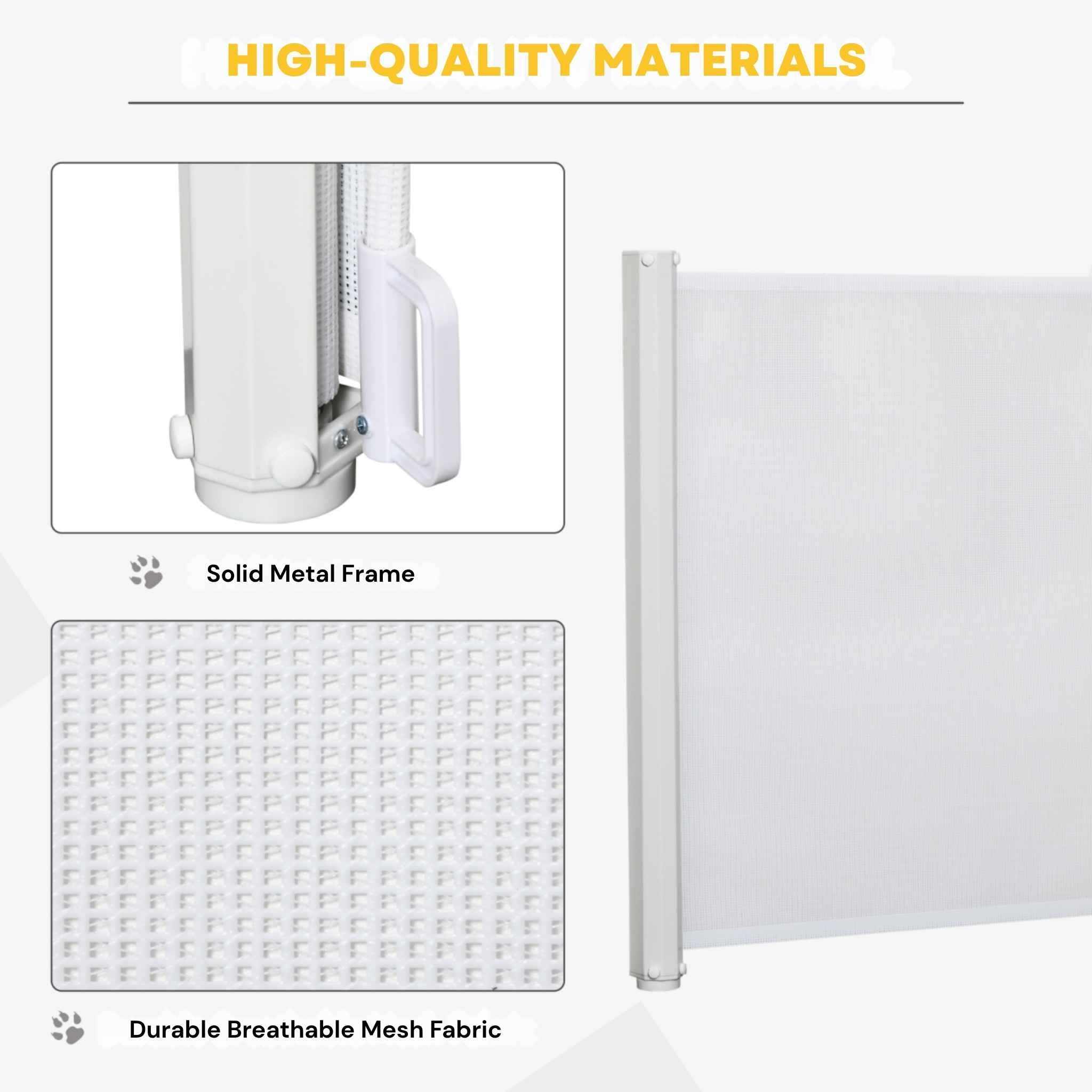 Adjustable pet gate for stairs mesh material