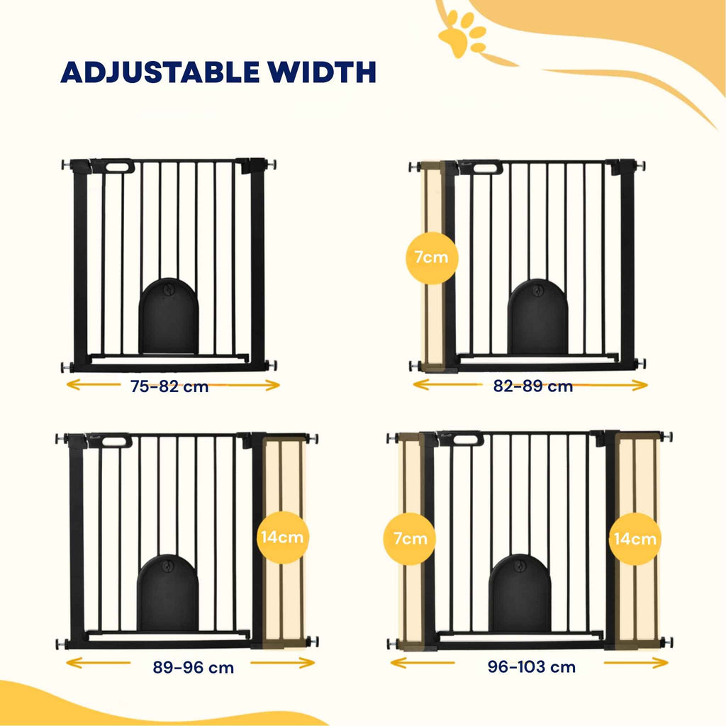 Adjustable width combinations for wide black dog barrier