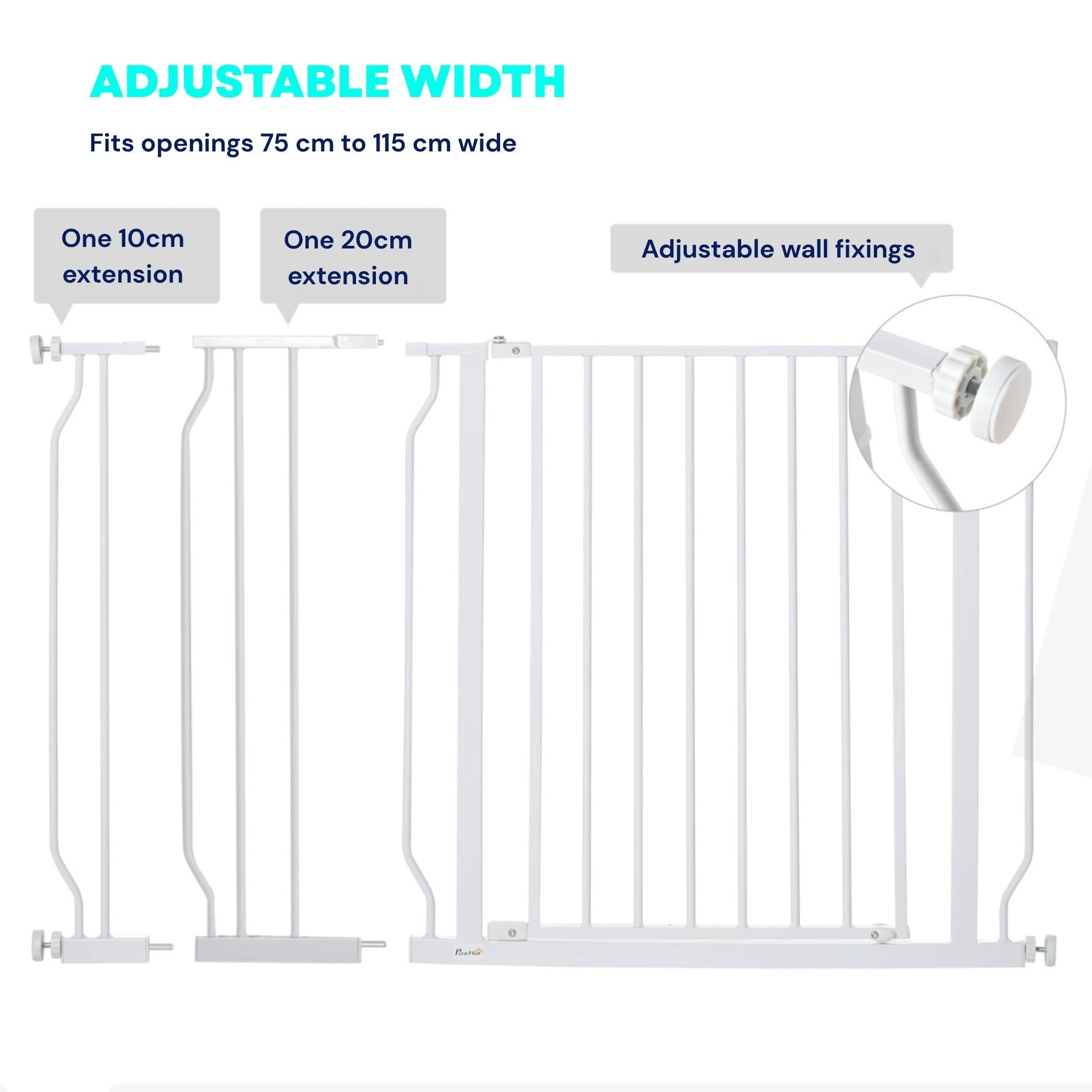 Adjustable width combinations for wide white dog gate