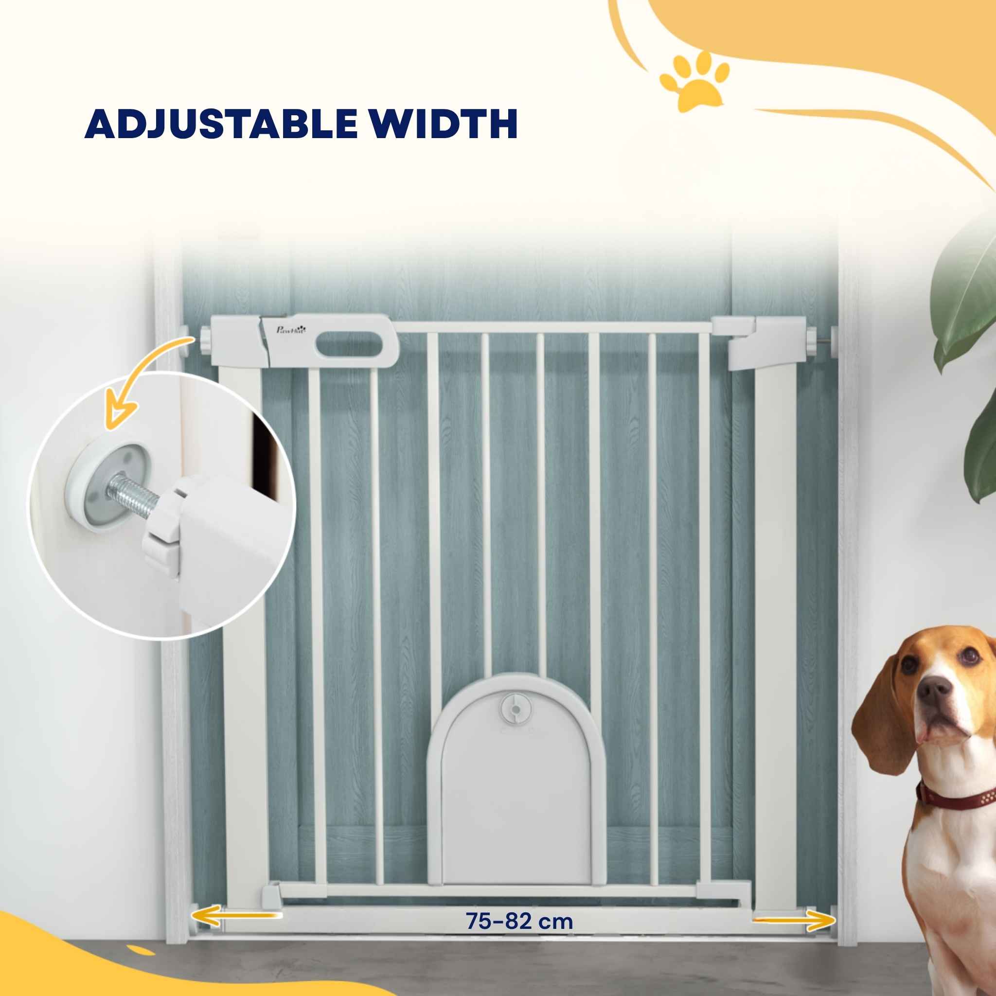 Adjustable width explanation for narrow white pet barrier