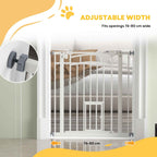 Adjustable width white metal dog barrier