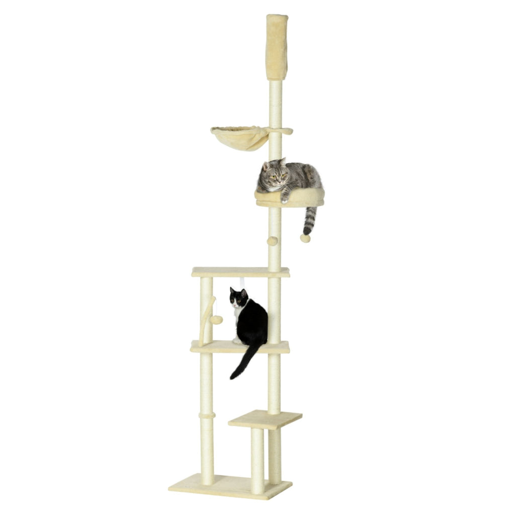 Beige 250cm tall floor to ceiling cat tree