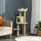 Beige cat tree in living room