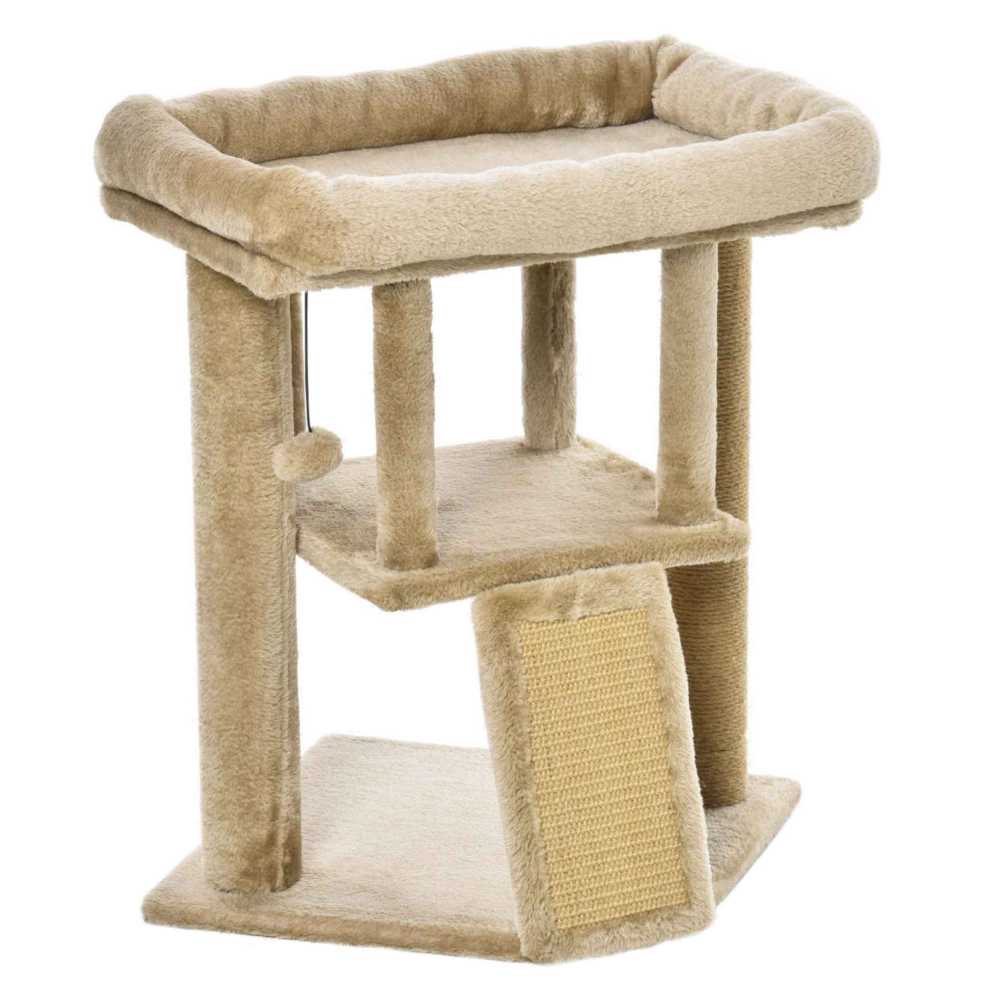 Beige cat tree with house removed
