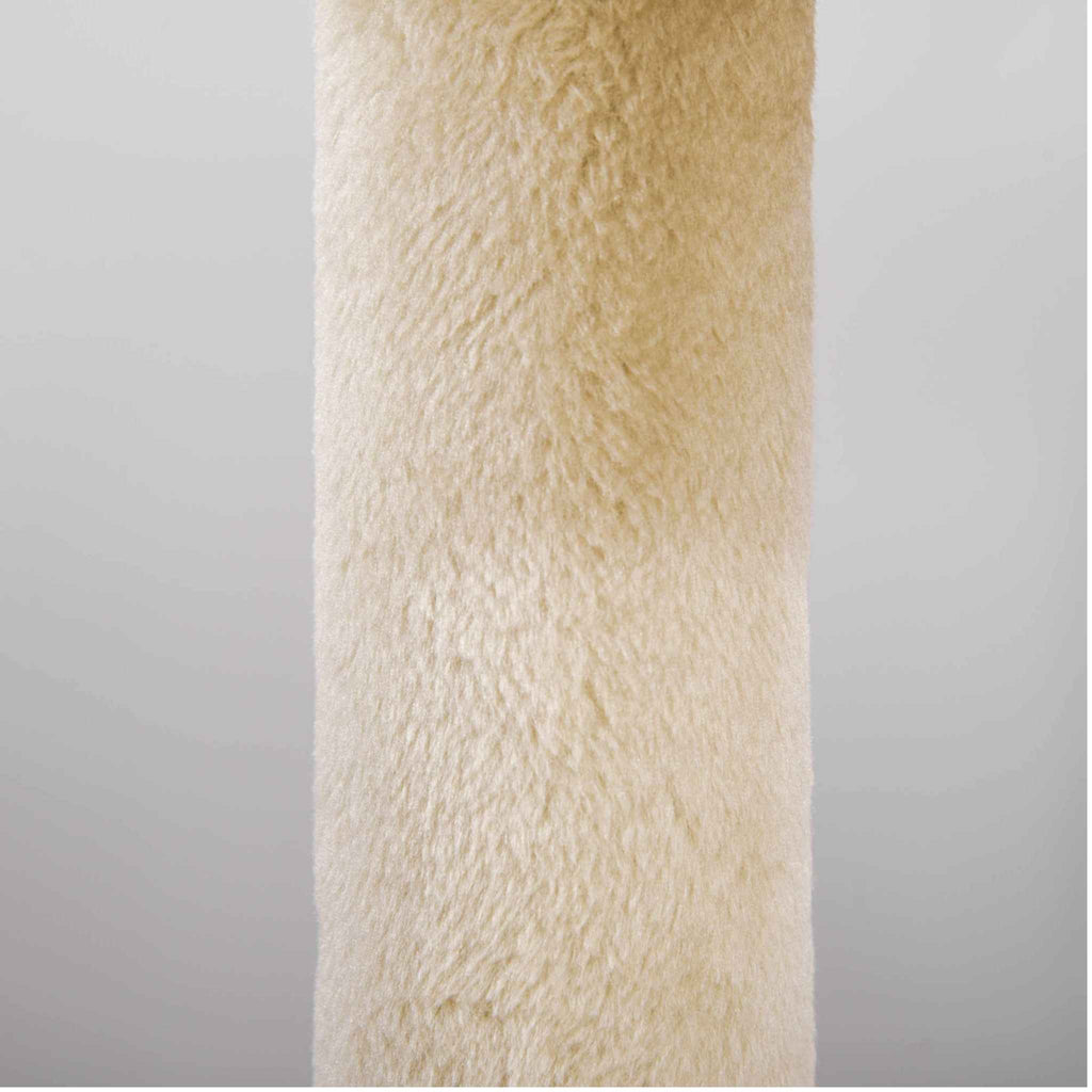 Beige plush fabric cat tree post