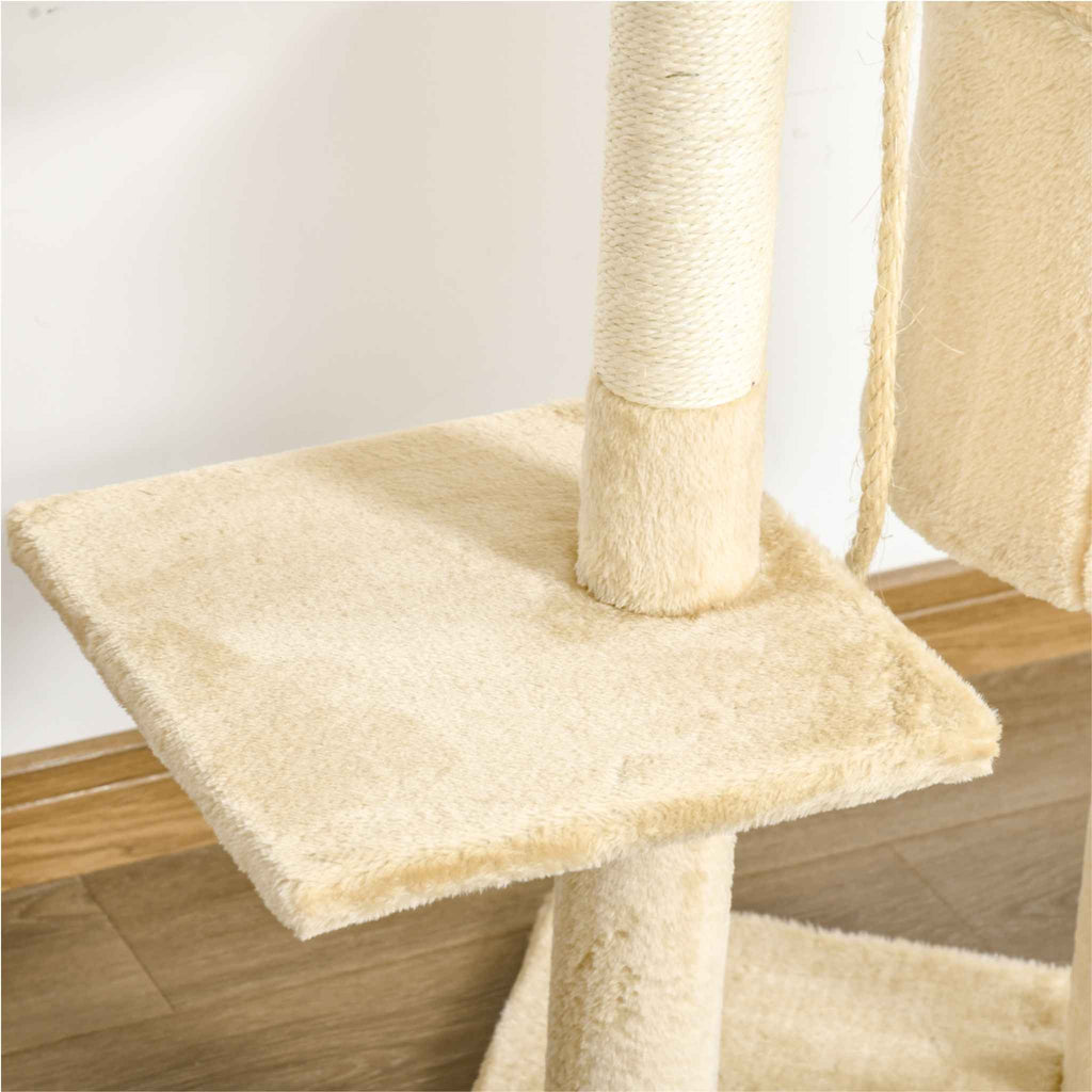 Beige plush fabric perch