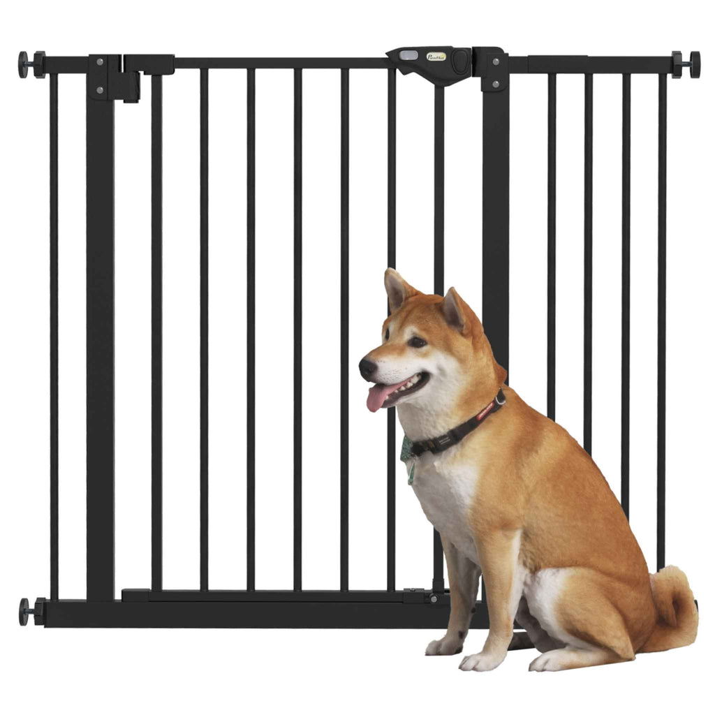 Black 74-94cm wide metal pet gate