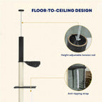 Black cat tree ceiling tension rod