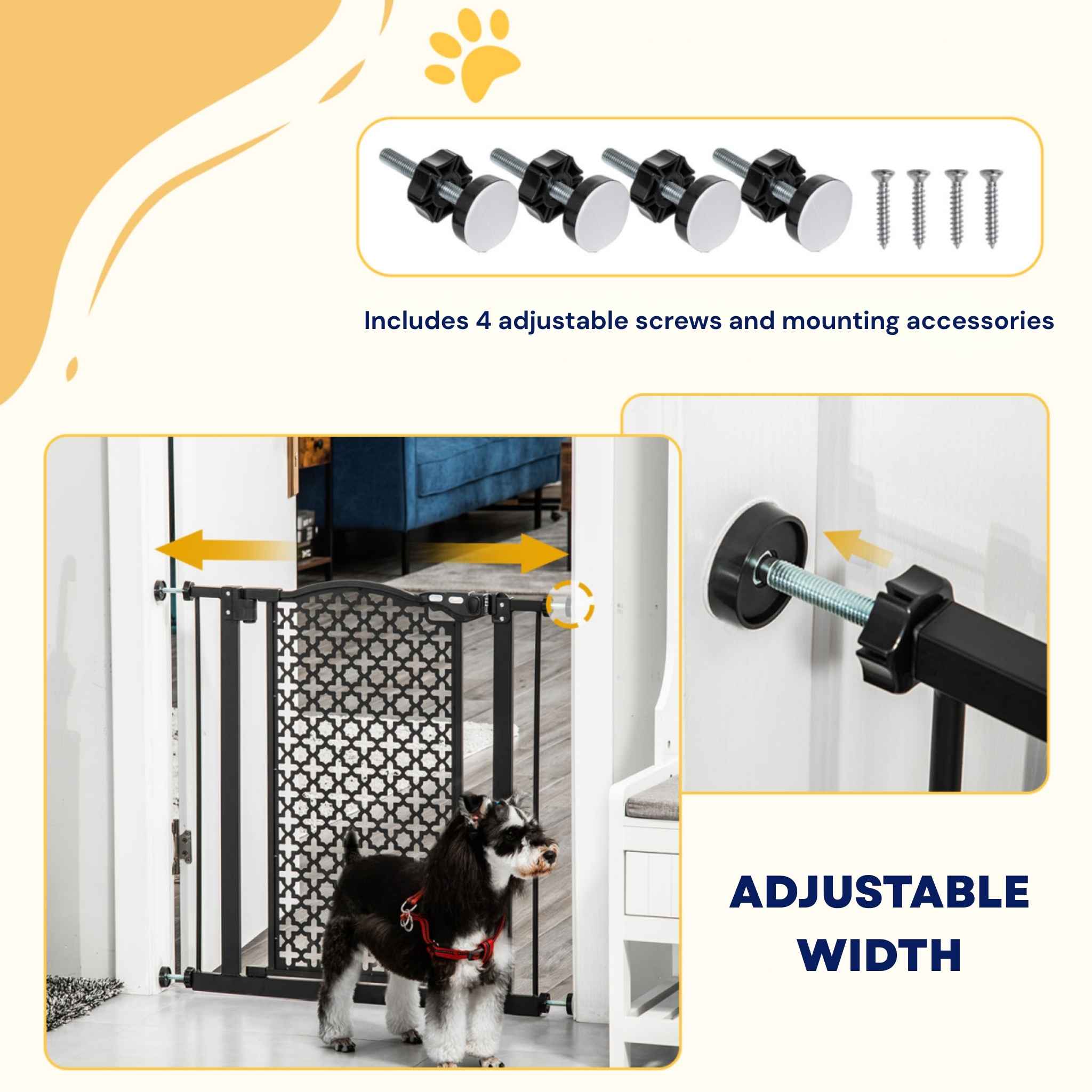 Black decorative pet gate wall fixings
