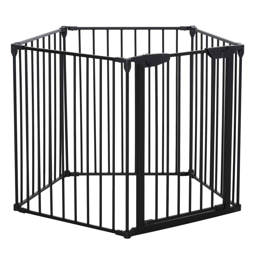 Black metal dog pen