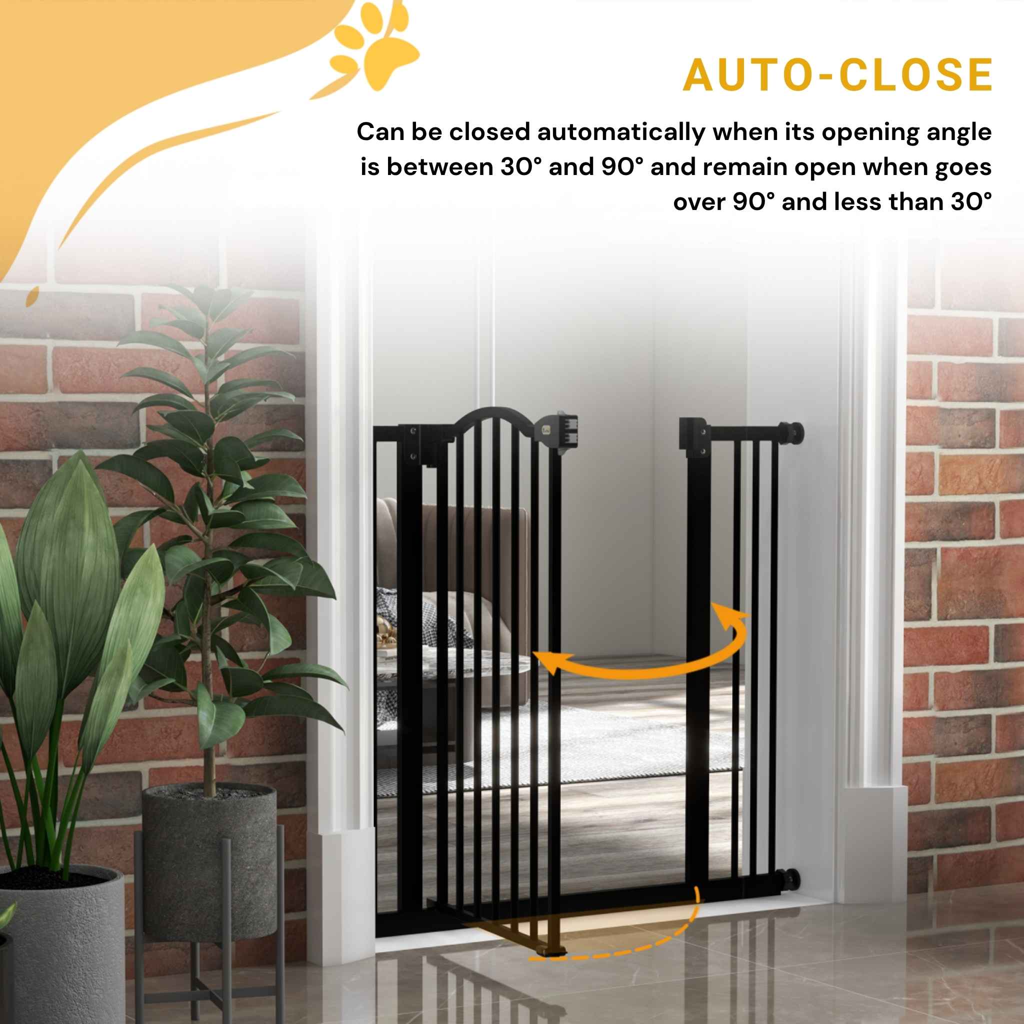 Black pet gate auto close system