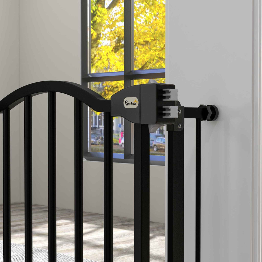 Black safety gate locking mechanism