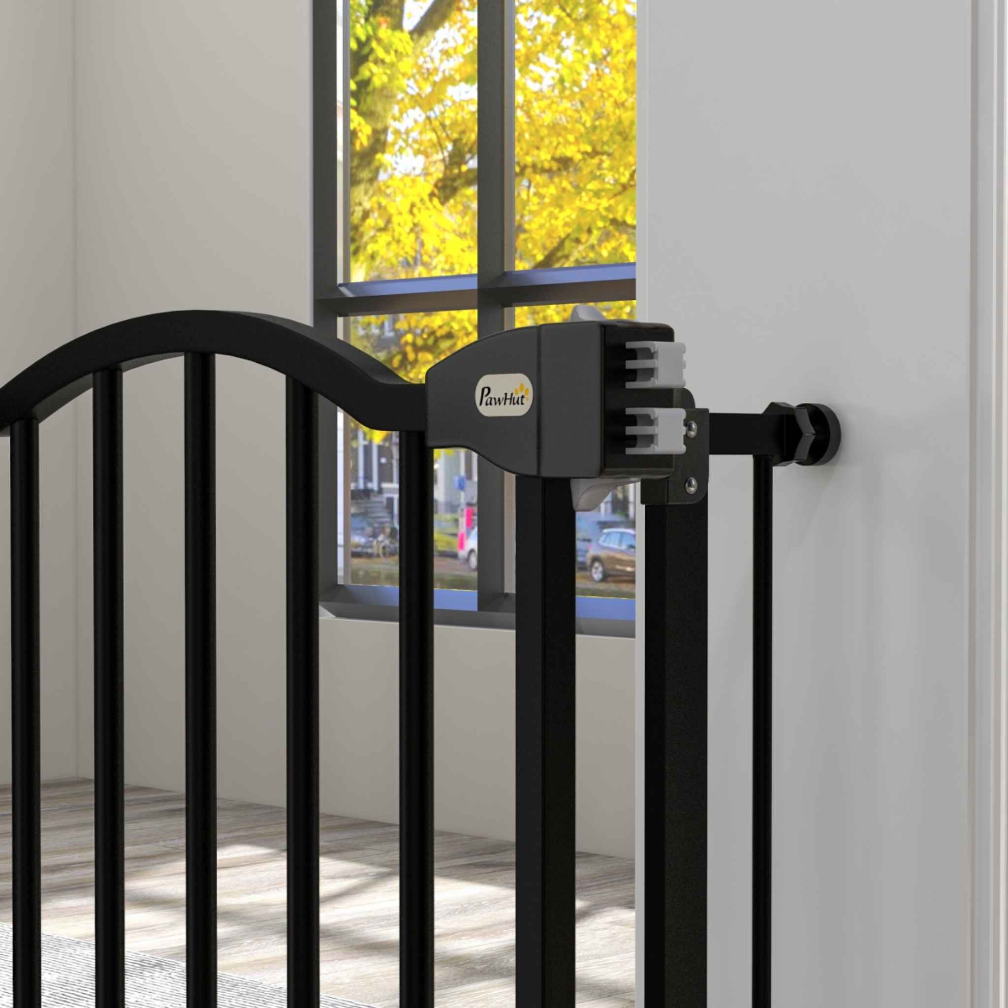 Black safety gate locking mechanism