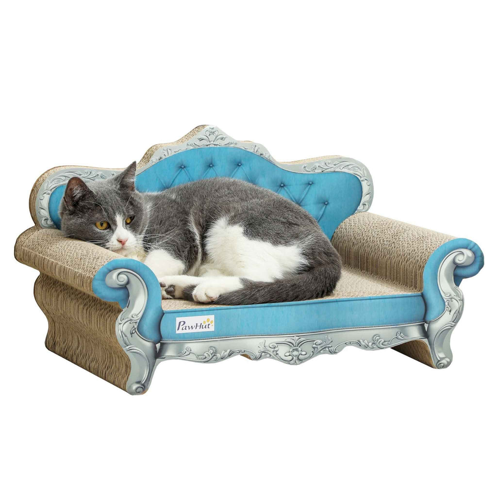 Blue cat scratcher bed with catnip