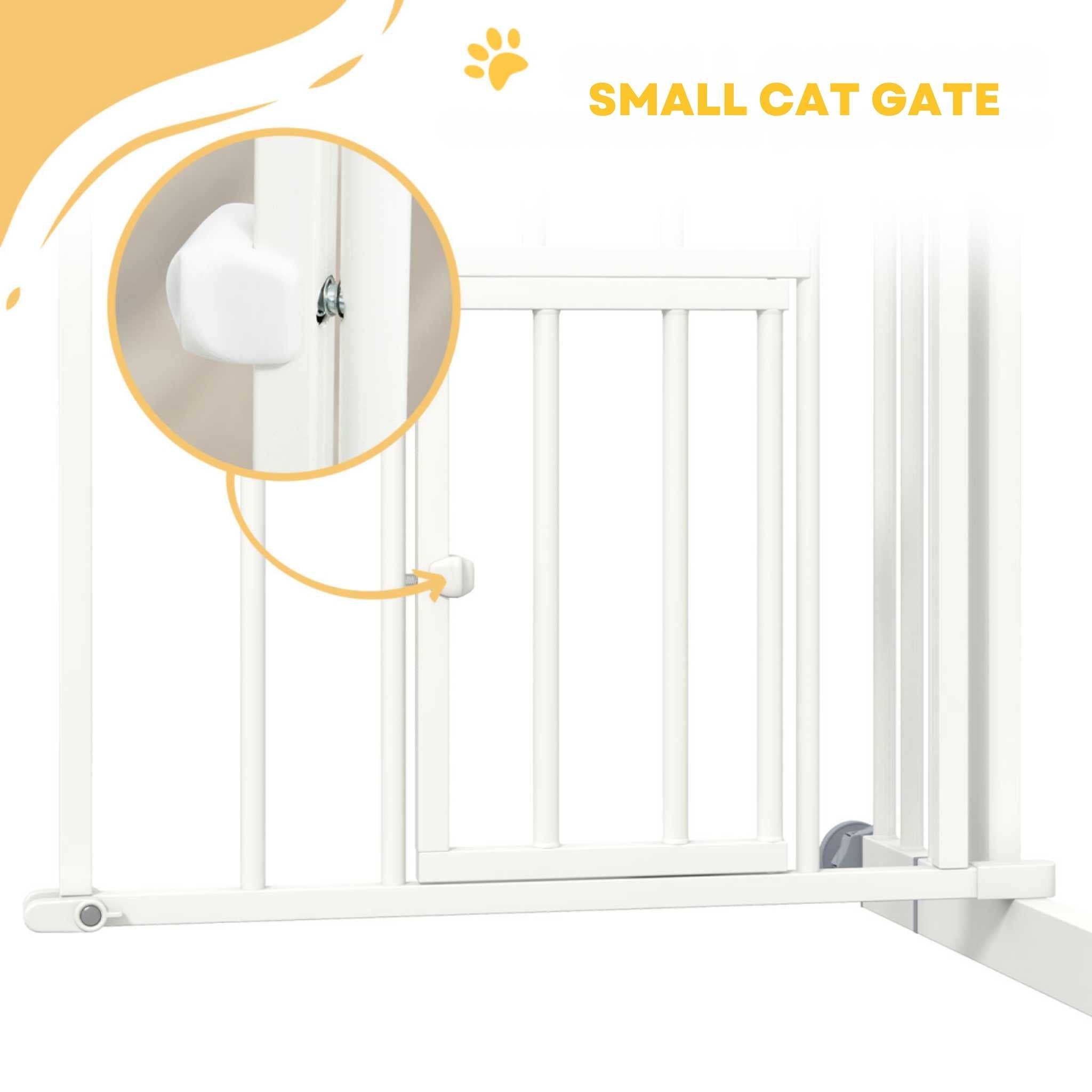 Cat gate within white metal safety gate
